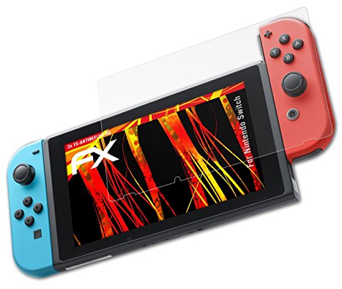 atFoliX Panzerfolie kompatibel mit Nintendo Switch Schutzfolie, entspiegelnde und stoßdämpfende FX Folie (3X)