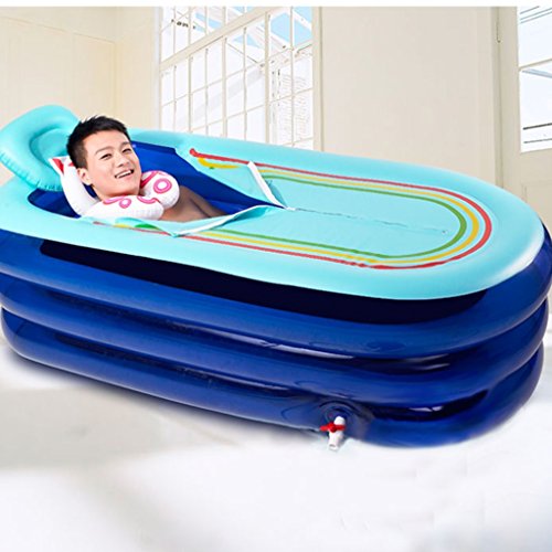 Preisvergleich Produktbild Sweet Bathtub Aufblasbare Badewanne verlängert Adult Verdickung Wannen-faltendes Bad-Fass-Plastikbad-Fass 168 * 78 * 45CM (Farbe : Blau)