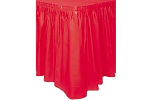 VETRINE INRETE Vetrineinrete® Gonna da tavolo tovaglia plastificata con adesivo per tavola decorazione per feste compleanno battesimi eventi matrimoni 73x426 cm 306401 (Rosso) C25