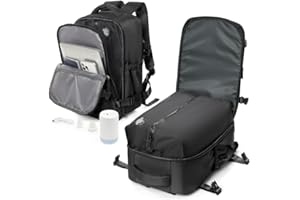 LIVBOTE Zaino Sottovuoto Zaino da Viaggio Bagaglio a Mano 40x30x20 Vueling con pompa Zaini Airbag Borsa da Cabina per Donna Uomo -Nero