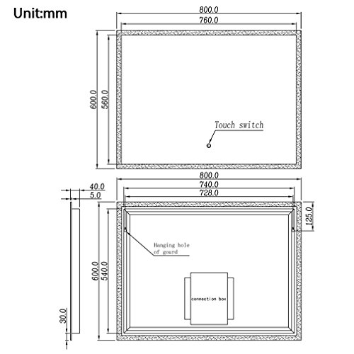 Anten® LED Badspiegel mit Beleuchtung 19W kaltweiß IP44 Badezimmerspiegel mit Sensor-Schalter 60×80 cm - 4