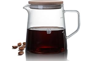 Hominas Caraffa per Caffè in Vetro con Coperchio, 500 Ml, Caraffa per Caffè in Vetro Borosilicato Alto, per Tè, Caffè, Acqua