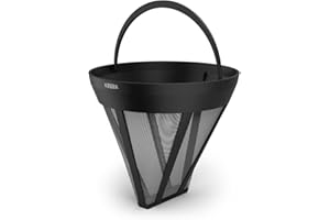 XAVAX | Filtro Reutilizable Universal para Café (Filtro para Cafetera, Tamaño 1x4, Malla Acero Inoxidable, Hasta 4 tazas de 200 ml, Apto para Lavavajillas) Color Negro