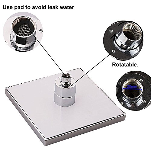 Delipop CM-11 LED Duschkopf, viereckig 20,3 cm Temperatur Control 3 Farbwechsel Wasser Flow Powered ABS Chrome Finish 12 LEDs für Badezimmer - 5