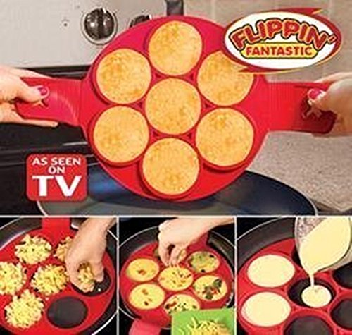 Miaogo Pancakes Form Omelette Fixator making tool, Fantastic AS SEEN ON TV NEW!,Nonstick Silikon Ei Ring Pfannkuchen maker (rot)