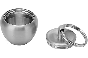 Lwuey Porta Pillole Mini - Contenitore Acciaio Inossidabile Custodia Piccola Rotonda Scatola Sigillata Impermeabile Barattolo Catenella Portachiavi Viaggi Campeggio Attività Arrampicata