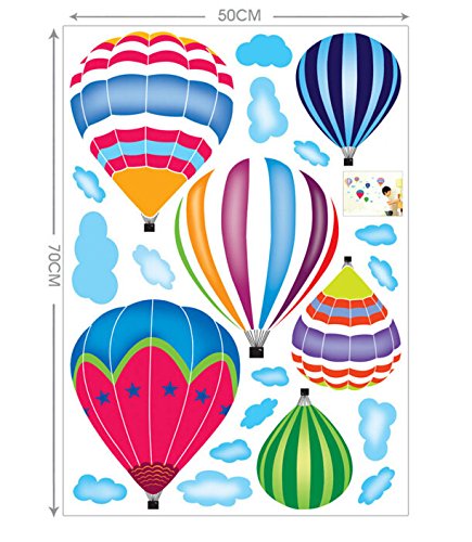ufengke Bunten Heißluftballon Wolken Wandsticker,Kinderzimmer Babyzimmer Entfernbare Wandtattoos Wandbilder - 4