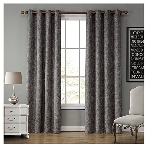 Qixing 1pc Lin Rideau Solide Couleur A œillets Rideaux De