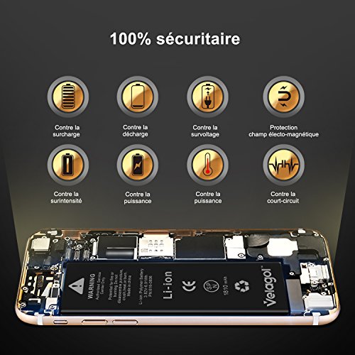 Velagol Batterie Interne Pour iPhone 6 Batterie 1810mAh Batterie en Lithium-Ion Rechargeable de Remplacement Pour iPhone 6 avec Kit d outils Carte de Garantie inclus  pas pour iPhone 6S 