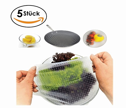 Clara's Kitchen Tools - Die wiederverwendbare Frischhaltefolie, 5 Stück, flexibel & umweltfreundlich