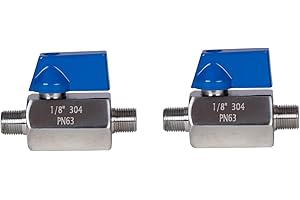 JIVTO Stainless Steel Mini Ball Valve 1/8" BSP,Male to Male,Shut Off Valve (Pack of 2)