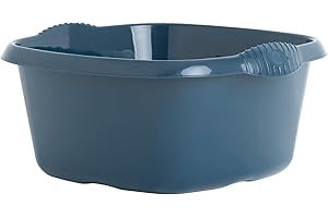 TENLITE High Grade Plastic Square Washing Up Bowl | Stylish Strong Durable Bowl with High Gloss Chic Finish | Kitchen Sink Bowl Space Saving for Home Kitchen - (Navy, 32cm Square Bowl)