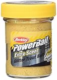 Aroma PoweBait Berkley Glitter Trout Bait, Atrayente de Pesca, Amarillo (Yellow), 2 x 50 g