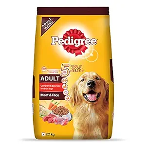 Pedigree Adult Dry Dog Food, Meat & Rice, 20kg