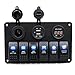 Produktbild Yukong Waterproof Rocker Switch Panel, 6 Gang wasserdichtes Auto Auto Boot Marine LED Wippschalter Schaltkreisunterbrecher, Spannung: 12-24v + Breaker: 6 (20A x 2) + Bewertung: DC 12V 20A + IP-Schutzklasse: IP68