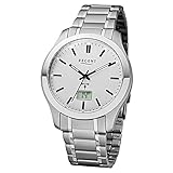 Regent Herren-Armbanduhr Elegant Analog Titan-Armband grau silber Funk-Uhr URFR224