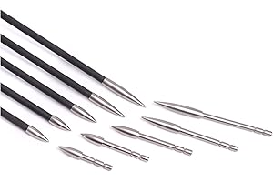 ELKRICH 12 pcs Tir À l'arc Flèche Champ Points Chasse Insert Pointes De Flèche en Acier Inoxydable Pointe Pointe 80-200grain Broadhead pour ID 4.2mm Flèches Arbre