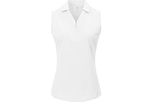 AjezMax Mujer Polo sin Manga Deportes Tenis Golf Poloshirt con Botón Verano Correr Camiseta Trabajo Transpirable Yoga Tops