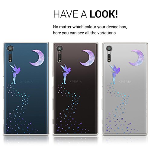 kwmobile Funda para Sony Xperia XZ XZs - Carcasa Protectora de  TPU  con dise  o de Hada en  Violeta Menta Transparente 