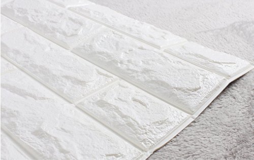 5pcs 77X70cm 3D Ziegelstein PE-Schaum DIY Wand-Aufkleber Selbstklebendes Tapete, weißes Ziegelstein-Tapete, 3D Wand-Verkleidungen - 3