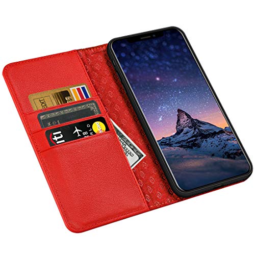 ZOVRE iPhone XS/X Hülle Echt Leder Geldbörse Flip Folio Book Hülle Magnet Kartenfächer Standfunktion Geschenkbox - Rot ZOVRE iPhone XS/X Hülle Echt Leder Geldbörse Flip Folio Book Hülle Magnet Kartenfächer Standfunktion Geschenkbox - Rot