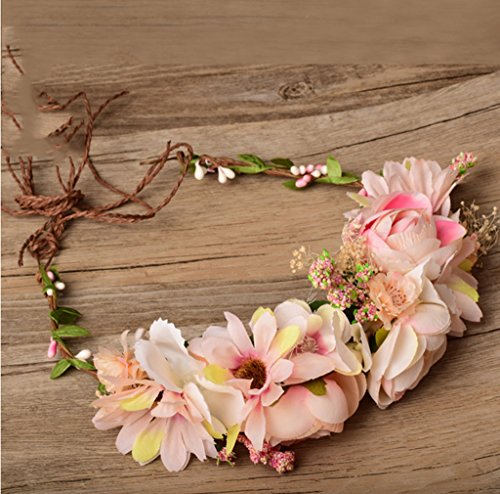 CRR Flower wreath Bridal wreath headdress Wedding photography Seaside beach (Color : C)