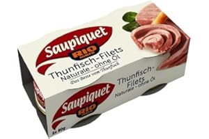 ‎SAUPIQUET RIO MARE Saupiquet Rio Mare Naturale Tuna Fillets - No Oil, Tuna Fillets in Own Juice, Rich in Proteins, Perfect for Salads, Wraps or Pasta, 2 x 80 cm