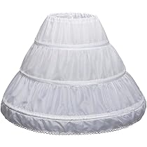 Jupon Fille 3 Cerceaux A-Ligne - Taille Réglable 6-14 Ans - Blanc Dentelle