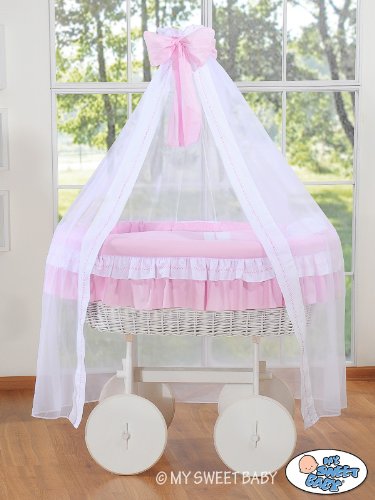 My Sweet Baby Deluxe Drape Wicker Crib Bellamy (Pink)