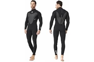ZCCO Traje de Neopreno de 3 mm, Manga Larga con Cremallera Trasera, Traje de Buceo de Cuerpo Completo para Hombres y Mujeres, esnórquel, Buceo, natación, Surf