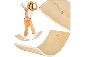 SHERWOOD STORE Balance board Montessori in legno naturale - Ottimo strumento per lo sviluppo motorio dei bambini - Tavola d'equilibrio da 3 anni, dim. 82x30x2 cm