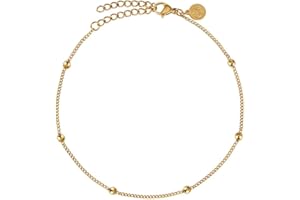 GD GOOD.designs EST. 2015 Bracelet de cheville pour femme - Résistant à l'eau - Bracelet de cheville avec petites perles Dots I Femme bijoux de cheville en acier inoxydable en or - argent - or rose