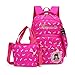 Produktbild FRISTONE Set von 3 Mädchen Niedliche BuchTasche/Schultaschen/Rucksäcke /Schulrucksäcke /Kinderbuchtasche Mädchen Teenager + Mini handtasche + Federmäppchen(Rose Rot)