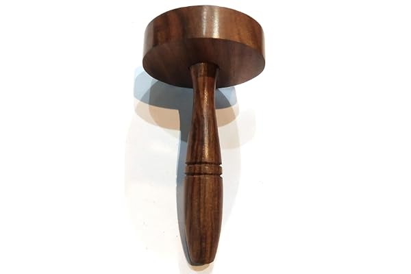 Hapy Haven Wooden Hand Masher Single Block/Jointless Wood Paratha Seakni Roti Presser Potato/Pav Bhaji Masher 1 Pc