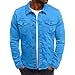 Produktbild BaZhaHei Herren Langarmshirt Herren Herbst Winter Button Solid Color Vintage Denim Jacke Tops Bluse Mantel Long-Sleeve Beefy Muskel Basic Solid Bluse T-Shirt Top