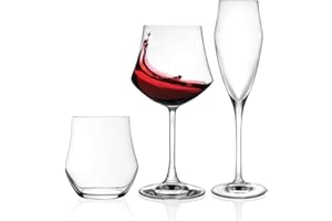 RCR CRISTALLERIA ITALIANA RCR Ego Set Vetro, 12 Bicchieri, 12 Calice Vino 12 Calice Spumante, 36 Pezzi Made in Italy