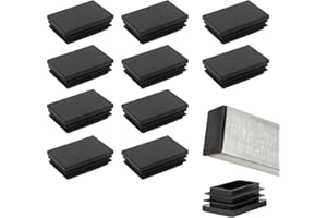 EIYVPRA Tappi lamellari quadrati neri 60x40 mm, 10 pezzi in plastica PE, adatti per tubi e profili in acciaio, inossidabile, alluminio