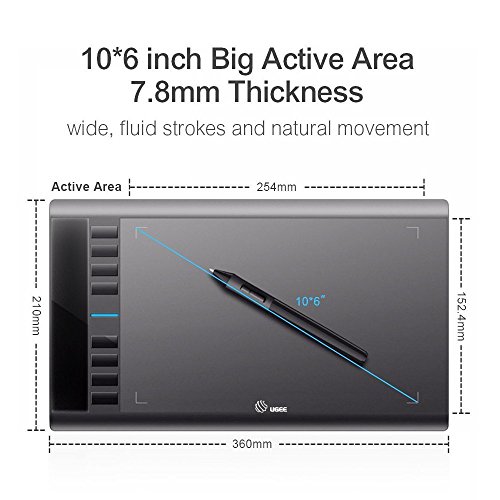 Graphics-Tablet-M708-UGEE-10-x-6-inch-Large-Active-Area-Drawing-Tablet-with-8-Hot-Keys-2048-Levels-of-Pressure-Sensitivity-Pen-Professional-Graphic-Tablets-for-Paint-Design-Digital-Art-Creation-Sketch