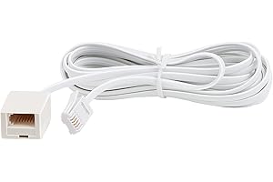 Uvital BT Telephone Extension Cable 5M, Phone Line for UK Landline, White BT Male to 6P4C Female, Compatible with Home Desk Phone and Office Fax