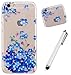 Produktbild Iphone 6/6S WYRHS Fall Weicher Organischer Kleber TPU Gel-Kasten Ultra-Dünner Freier Transparenter Shell Shockproof Kratzer-Beständiger Intelligenter Telefon-Schutz Shell -Blue Blume + Metall-Noten-Feder