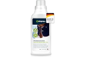 SIMPRAX® lavage de tapis de cheval membrane cheval Couvertures Cheval & Tapis De Selle - Nettoie Nylon Polyester Lin eVent Detergent Equitation Restaure Respirabilite & Imperméabilisation, 500ml