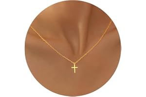 ESHIONER Collier Croix Femme Chretienne Or Collier ras de cou Femme Plaqué18K or Croix Pendentif Croix Chaine Latérale Catholique Religion Croix pour Femmes Chretien Bijoux en Or Cadeau pour Femme