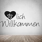 WANDTATTOO Herzlich Willkommen ...Spruch Herz Wanddekoration Schlafzimmer Farbe./Größenauswahl art.0211.Wandaufkleber