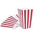 XIEHE Red Striped Popcorn Boxes - Carnival Parties Mini Paper Popcorn and Candy Containers, Party Supplies for Movie Nights (Pack 24)