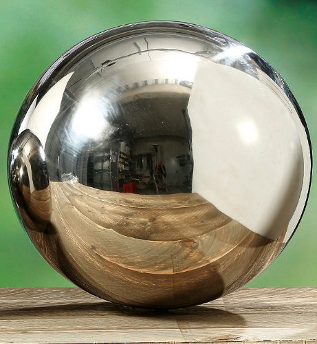 RIESIGE GARTENKUGEL 'GALAXY' EDELSTAHL 35cm SILBER KUGEL SCHWIMMKUGEL METALL DEKOKUGEL
