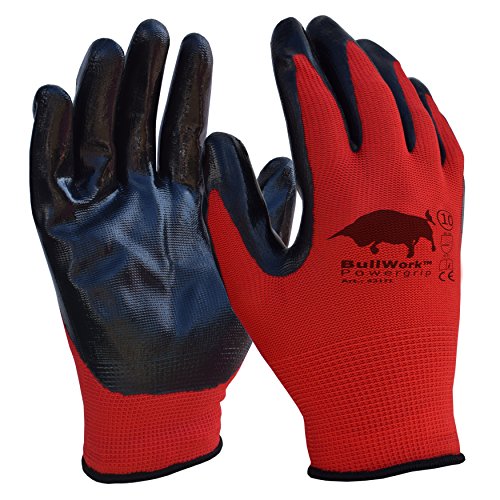 5er Sparset | Original Bullwork PowerGrip | Arbeitshandschuhe Gr.10 | Latexbeschichtung EN388:4131 …