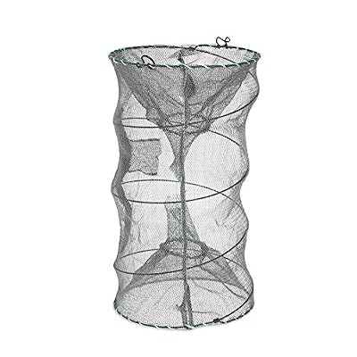 RUNACC RUNNACC Portable Plié Filet de Pêche Net Zipper Net Crevette Carpe Écrevisses Crabe Appâts Cast Mesh Piège, Noir