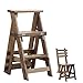 Produktbild GAOJIAN Massivholz Dreilagige Klappleiter Multifunktionale Hochhocker Treppe Stuhl Leiter Hocker Haushalt Kleine Leiter Massivholz Dual-Use Klappleiter Flip Holzleiter