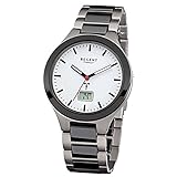 Regent Herren-Armbanduhr Elegant Analog Titan Keramik-Armband schwarz grau Funk-Uhr URFR218