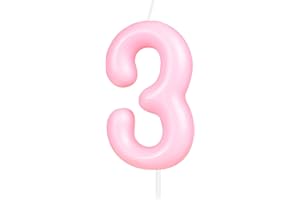 Hongplus Macaron Pink Number 3 Candle, 3 Birthday Candle, Macaron Pink Happy Birthday Candles for Cake, Cake Topper Decorations for Girl Women Pastel Sweet 3 Birthday Party Decorations Supplies